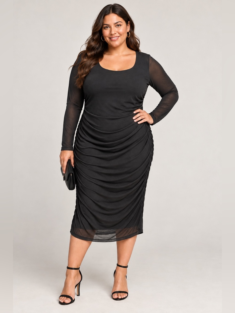 DKNY RUCHED NYLON DRESS (Size XL)